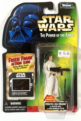 Figura de acción Kenner Star Wars POTF Freeze Frame Princesa Leia Organa paquete dañado Foto 1 de 3