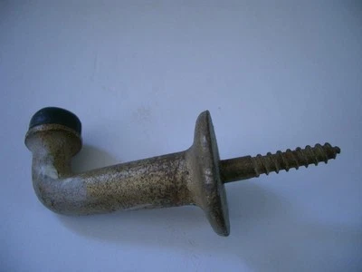 Tope de puerta vintage de 90 grados de montaje en piso de latón con punta de goma Foto 1 de 4