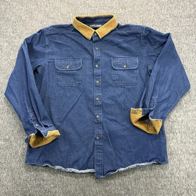 Camisa de mezclilla para hombre PJ Paul Jones M cuello de pana con botones manga larga Foto 1 de 4