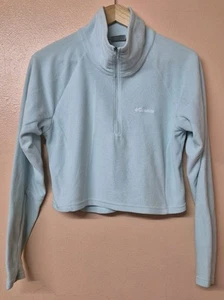 Columbia Fleece Light Green Cropped High Neck Zip Size Small - Picture 1 of 6