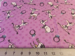 1 Yard x 41" Vintage Flanell Sopicated Cat Plus/Lavendel Frühling Baumwolle #1463 - Bild 1 von 4