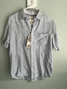 Panama Jack Men's Blue Linen Short Sleeve Button-Up Shirt Medium NWT - Picture 1 of 5