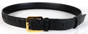 Cinturón STEFANO RICCI Negro Piel de Cocodrilo Ajustable Clásico Dorado Hebilla 36 90 - Imagen 1 de 16