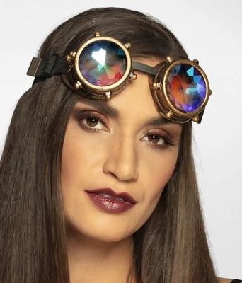 Steampunk Kaleidoscope Goggle Rainbow Prism Lense Rave Festival Halloween READ - Image 1 of 4