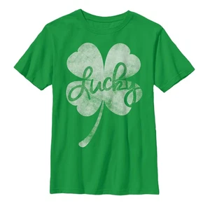 Boy's Lost Gods St. Patrick's Day Lucky Retro Shamrock T-Shirt - Picture 1 of 10