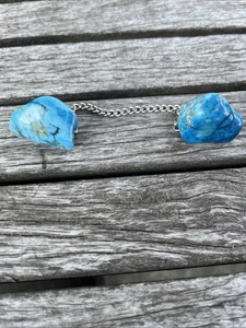 Vintage Türkis Handarbeit Stein Pullover Clip Western Tribal - Bild 1 von 7