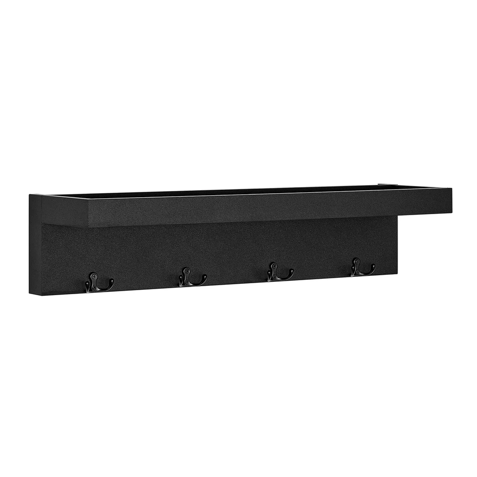 Danya B Wall Mounted Entryway Floating Coat Rack with Four Hanging Hooks - Black - Image 1 of 1