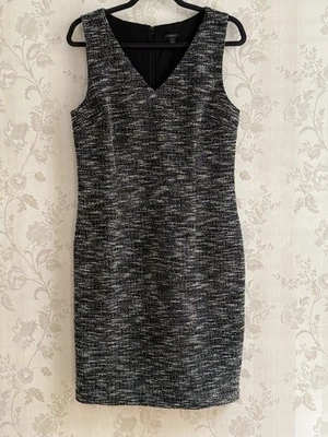 Vestido Ann Taylor Negro Sin Mangas Elastizado Talla 10 Oscuro Academia Carrera Oficina Foto 1 de 4