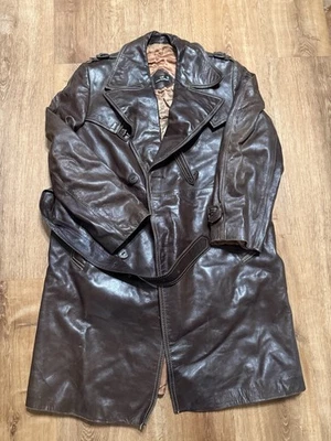 Chaqueta de cuero Cortefiel vintage para hombre 40 marrón oscuro solapa ancha abrigo Foto 1 de 4