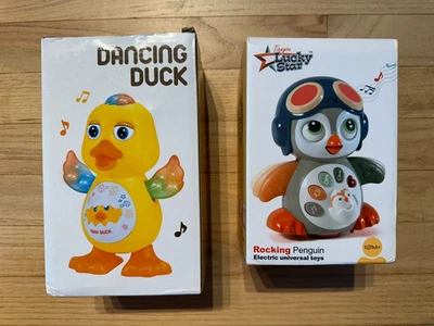 2 Pack Rocking Penguin and Electric Dancing Duck Musical Developmental Baby Toys - Image 1 of 4