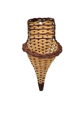 Cornucopia Horn of Plenty Woven Basket Fall Autumn Rustic Primitive Wall Hanging - Image 1 of 4