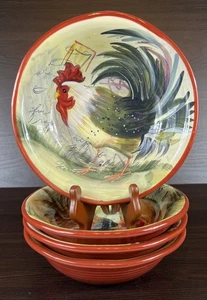 4 schöne zertifizierte internationale Susan Winget Le Rooster 8 1/2" Coupe Suppenschüsseln - Bild 1 von 11
