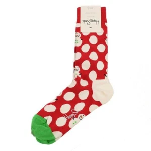 HAPPY SOCKS rot weiß BIG DOT SNOWMAN Baumwollmischung Crew-Socken 10-13 neu mit Etikett - Bild 1 von 2