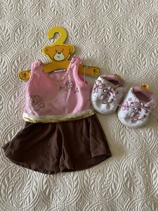 2006 Build A Bear Pink & Brown Sequin Tank & Shorts Skechers Shoes Excellent - Picture 1 of 6