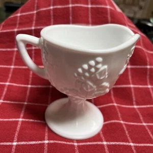 Vintage Indiana Colony Harvest Grape White Milk Glass Pedestal Creamer. - Picture 1 of 6