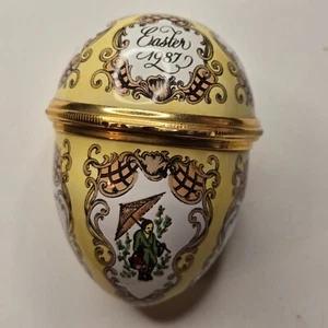 HALCYON DAYS EMAILLE JÄHRLICHES OSTEREI 1987 gelb asiatisch - Bild 1 von 6