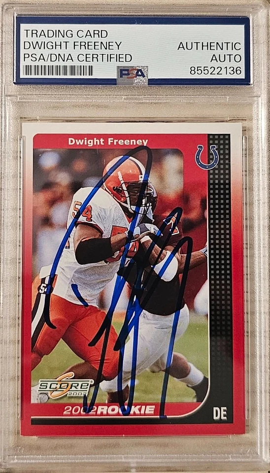 Cartão de novato Topps assinado por Dwight Freeney RC IP automático PSA Colts - Imagem 1 de 1