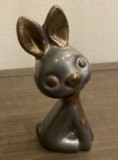 Vintage Pewter Bunny Rabbit Figurine With Brass Details