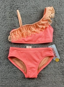 Cat & Jack Girl's Size XS (4-5) 'Seashells by the Seashore' Solid Bikini Set - Picture 1 of 8