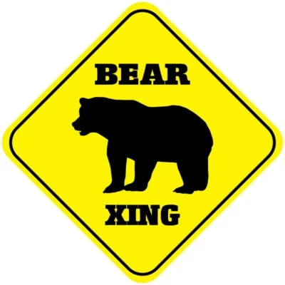 Yellow Aluminum Crossing Sign Bear Cross Xing Style B Diamond Street Signal - image 1 of 4