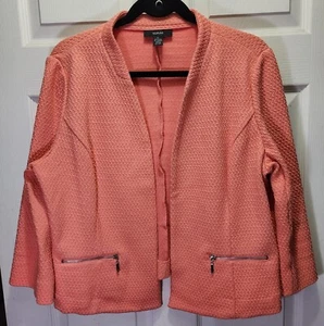 Alfani Women's Coral Peach Textured Jacket Blazer Size 12 - Picture 1 of 4