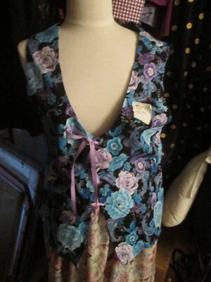 REENACTOR 18TH C COLONIAL REV WAR ENGLISH WAISTCOAT BLACK FLORAL LARGE BODICE - Image 1 of 4