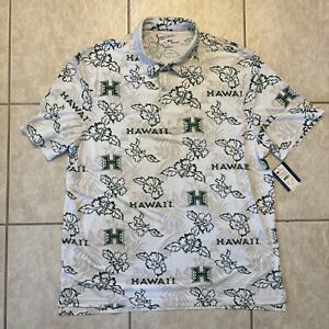 Reyn Spooner University Of Hawaii Performance Polo Shirt Floral 2XL NWT Official