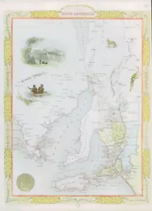 More details for 1850 - rare original antique map of &quot;south australia&quot; by tallis full colour (68)