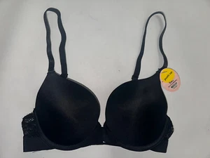ANGELINA Women's NWT Black Flower Padded Push Up BRA SIZE 34C Style:B847C - Picture 1 of 3