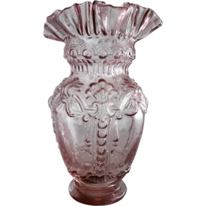 Vaso arricciato vetro rosa floreale Portogallo - Foto 1 di 6