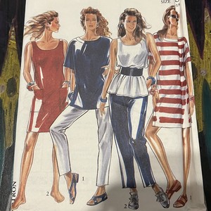 Vintage 1980s 90s New Look 6535 Top Dress + Trousers Sewing Pattern 6-18 UNCUT