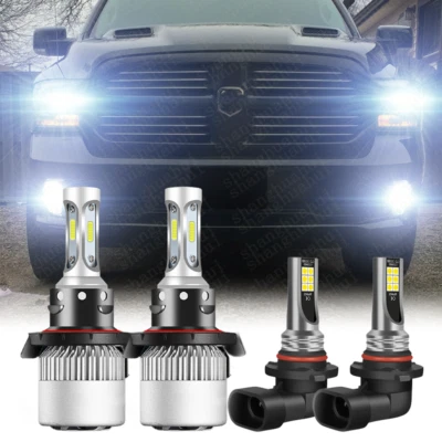 For Dodge Ram 1500 2500 3500 2006 2007 2008 LED Headlights Fog Light Bulbs 6000K - Image 1 of 4