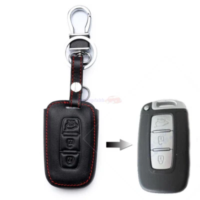 3 botões controle remoto chaveiro bolsa suporte capa de couro serve para HYUNDAI IX35 IX45 - Imagem 1 de 4