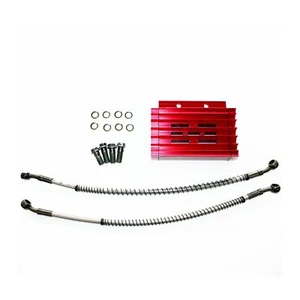 RED CNC Engine Oil Cooler Kit Radiator 140cc 150cc 160cc PIT PRO Trail Dirt Bike - Picture 1 of 7