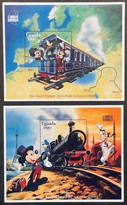UGANDA DISNEY CHARACTERS ON THE ORIENT EXPRESS TRAIN STAMPS 1996 MNH MICKEY 1 - Picture 1 of 3