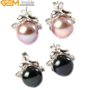 New 1 Pair Elegant Crystal White Gold Plated Pearl Ear Stud Earrings Gift Women - Picture 1 of 24