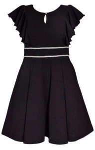 NEW Bonnie Jean Girls Size 14 "BLACK JEWEL" Knit Skater Flutter Sleeve Dress NWT - Picture 1 of 3