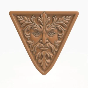 STL Feilen für CNC Oberfräse 3D Drucker Laser Dreieck Grün Mann Wald Blatt Gesicht - Bild 1 von 5