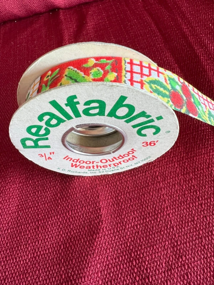 Vintage Realfabric Christmas Ribbon 3/4” 36in. Made in USA indoor outdoor  - Image 1 of 4