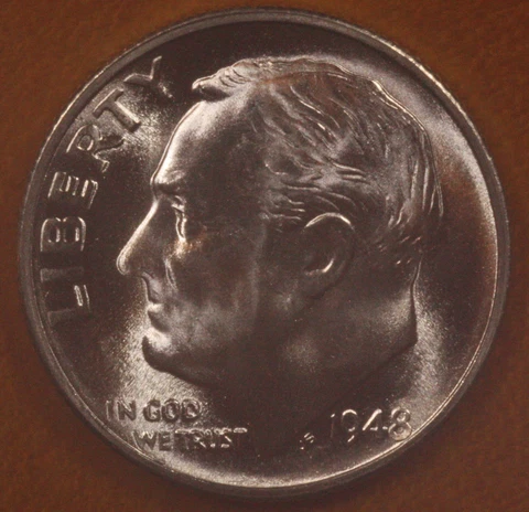 1948 S Roosevelt Dime CH BU LUSTER! 90% Silver From OBW Rolls Cover
