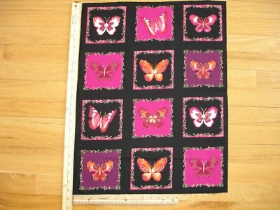 Bloques de panel de tela de edredón de algodón Butterfly Elegance púrpura rojo (A) (12)   Foto 1 de 2