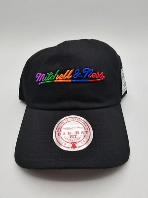 NUEVO con etiquetas Mitchell & Ness negro arco iris ajustable sombrero de papá precio de venta sugerido por el fabricante: $28.00 Foto 1 de 4