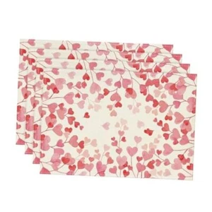  Love Valentine's Day Placemats Set of 4, Rectangular 4 Pcs, 12" x 18" Pink - Picture 1 of 7