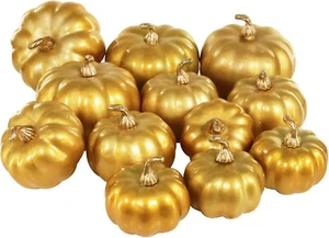 12 Pcs Assorted Small Gold Pumpkins Artificial Decorative Pumpkins Fall - Picture 1 of 5