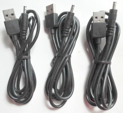 3x USB A Male to 3.5/1.35 mm Jack 5V DC Power Charger Cable Connector Cord  - Image 1 of 3