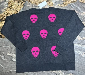 me. n  .u Charcoal Knitted Teen With Happy Skull.  Teen Girl Size Large. New - Picture 1 of 7