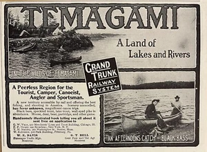 Pubblicità Stampa Ferroviaria Grand Trunk 1907 Temagami An Afternoons Catch Bass - Foto 1 di 1