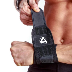 Wrist Wraps Weight lifting Gym Straps Support Strength Elasticated Hand Bandage - Picture 1 of 8