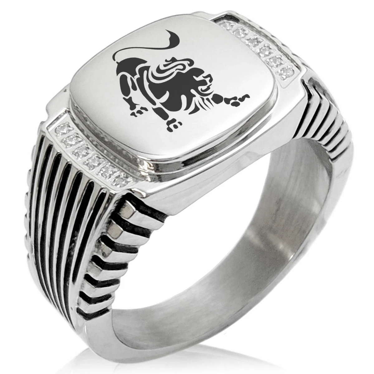 Solid 925 Sterling Silver Aries Zodiac Sign Men’s Ring – Nugget Style Band With Ram Design, Handmade In USA - View #13