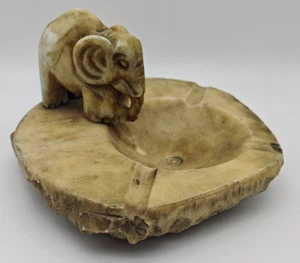 Aschenbecher Alabaster Elefant Spanien geschnitzt Ascher Marmor Mid Century - Picture 1 of 9